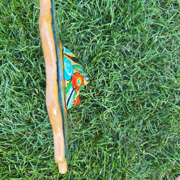 Vintage Mexican Terracotta Round Folk Art Sun Birds Hanging Wall Art - Picture 7 of 13